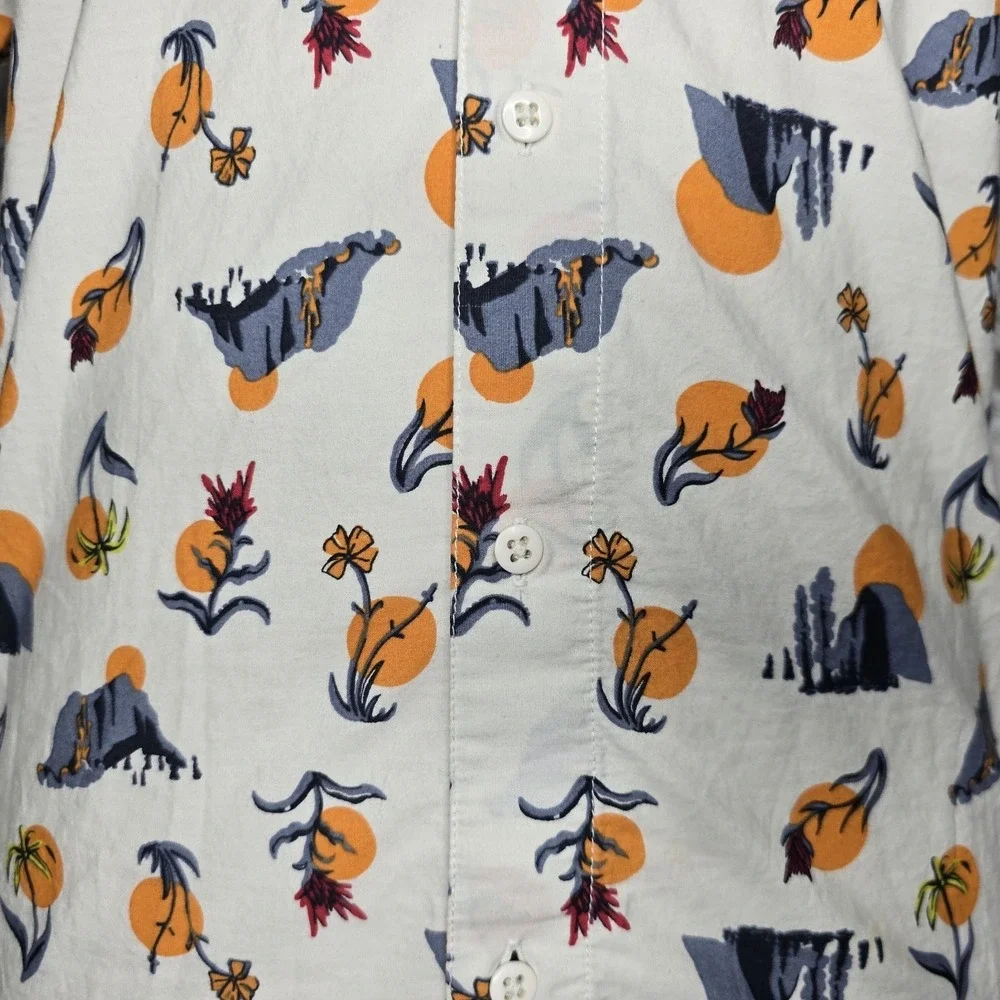 The North Face Shirt Mens Large Desert Rose Mountain Scene Art Button Up S/S